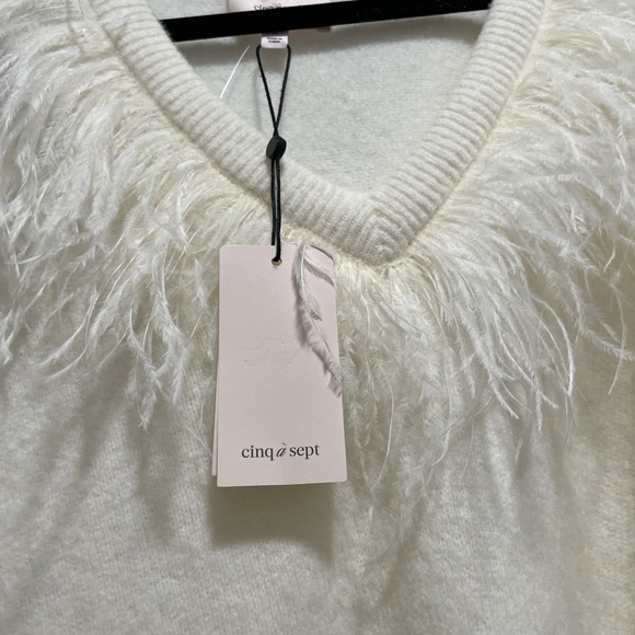 Cinq a sept white feather sweater - Picture 2 of 8